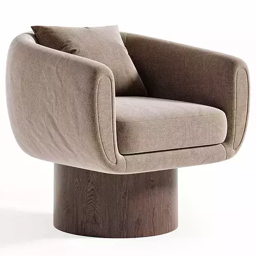 Cozy Wave Swivel Armchair Low-poly 3D model 3