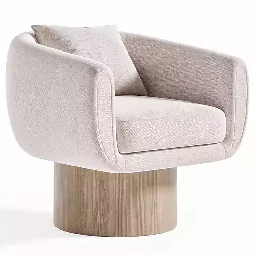 Cozy Wave Swivel Armchair Low-poly 3D model