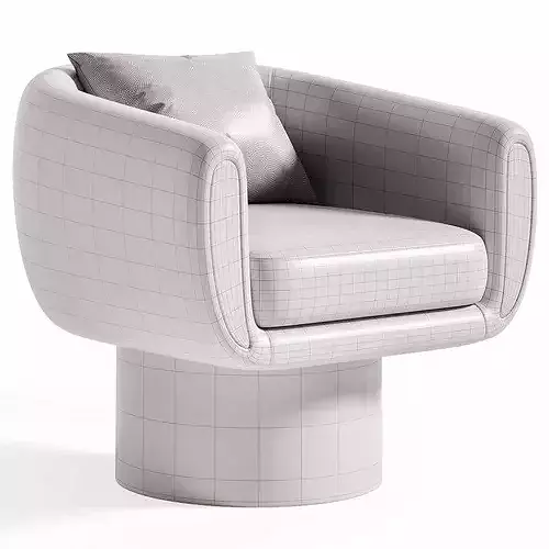 Cozy Wave Swivel Armchair Low-poly 3D model 7