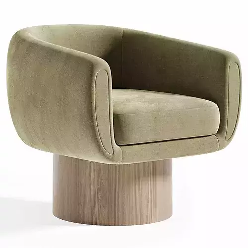 Cozy Wave Swivel Armchair Low-poly 3D model 6