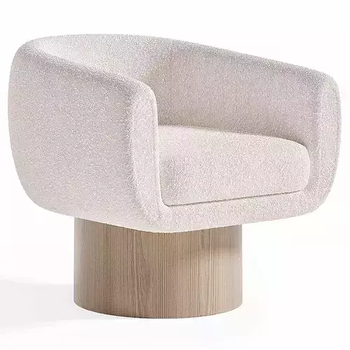 Cozy Wave Swivel Armchair Low-poly 3D model 5