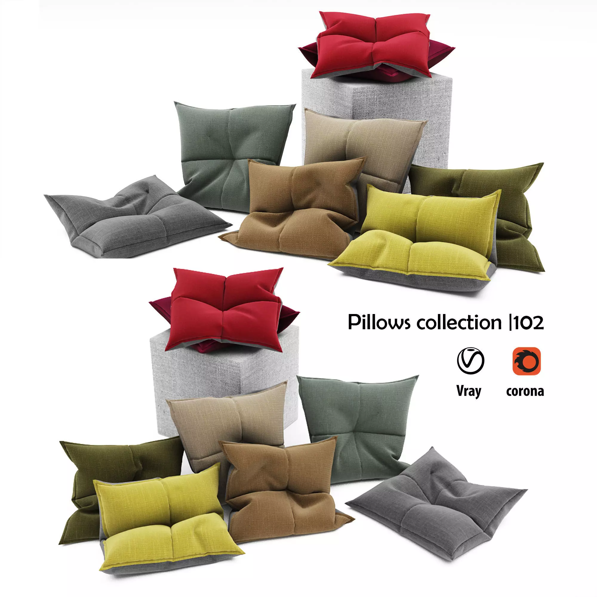 Pillows collection 102 3D model_0