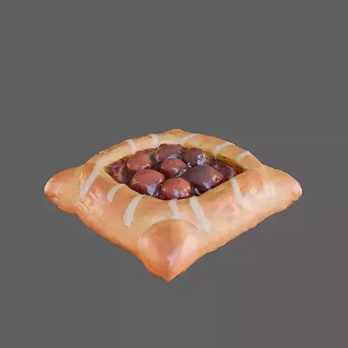 Realistic Cherry Danish Pastry 3D Model 3D model 2