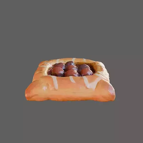 Realistic Cherry Danish Pastry 3D Model
