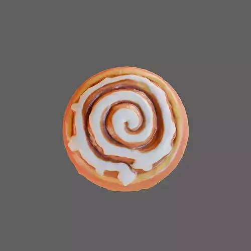 Realistic Cinnamon Roll 3D Model - Sweet Baked Pastry Desser 3D model 5