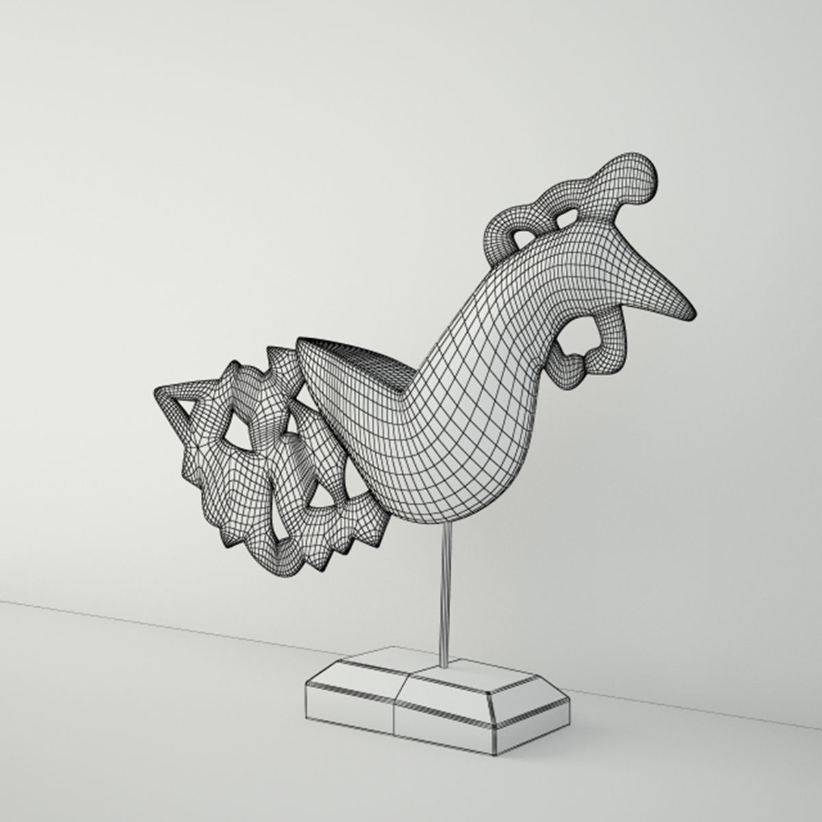 Antique Peacock on Stand by Jeffan 3D model_3