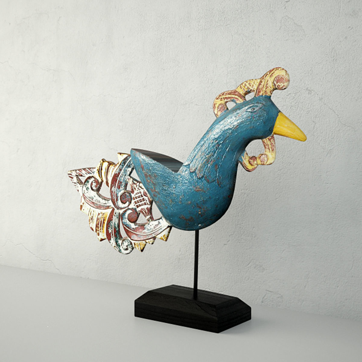 Antique Peacock on Stand by Jeffan 3D model_2