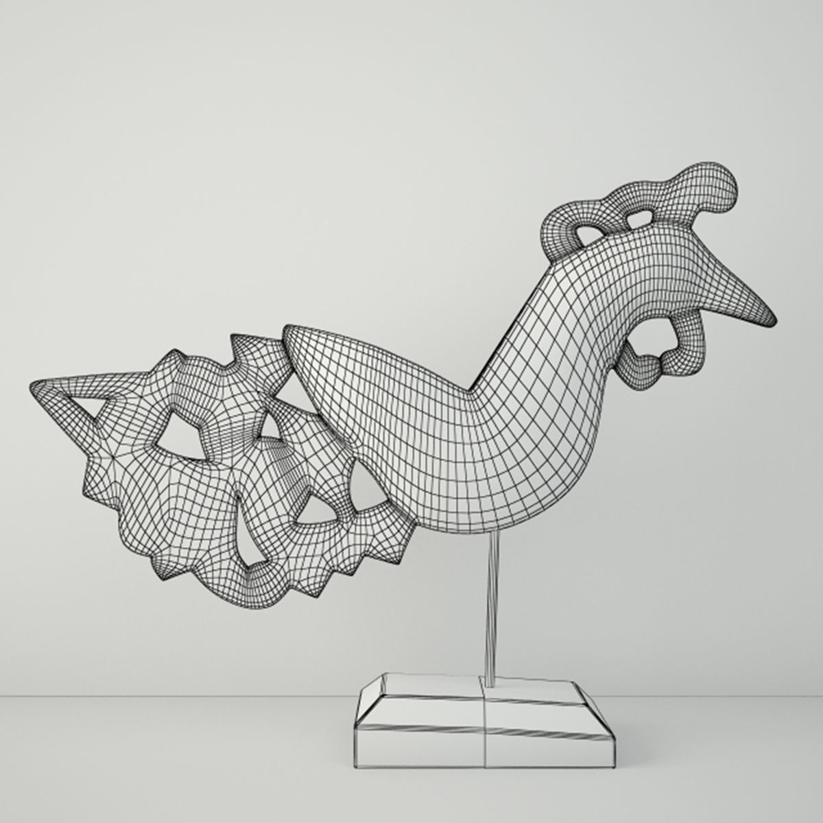 Antique Peacock on Stand by Jeffan 3D model_1