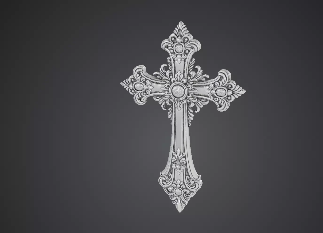 Ornate Gothic Cross Wall Sculpture STL for Resin Printing 3D print model