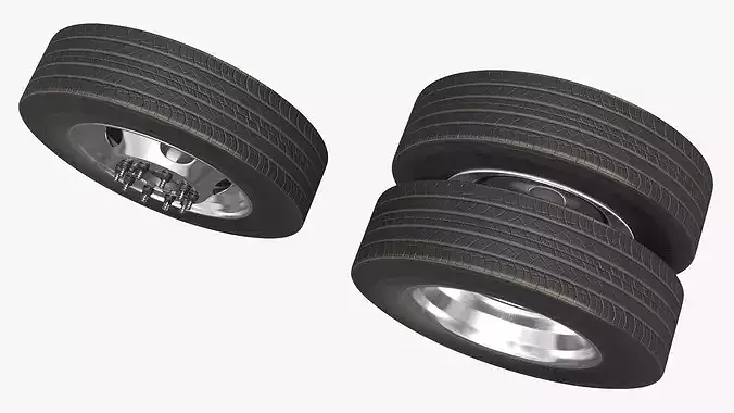 Heavy Duty Dually Wheels with Tire Assembly 3D model 4