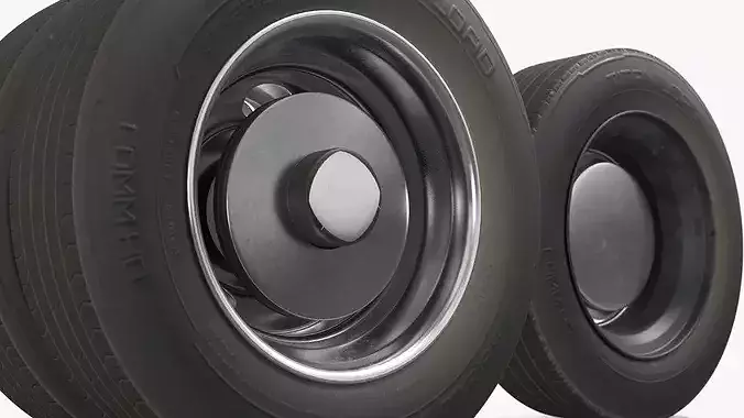 Heavy Duty Dually Wheels with Tire Assembly 3D model 7