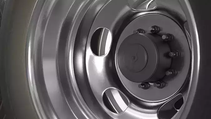 Heavy Duty Dually Wheels with Tire Assembly 3D model 6