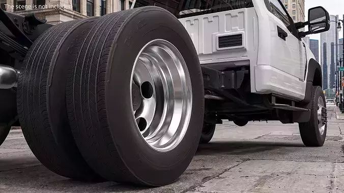 Heavy Duty Dually Wheels with Tire Assembly 3D model 2