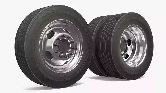 Heavy Duty Dually Wheels with Tire Assembly 3D model 3