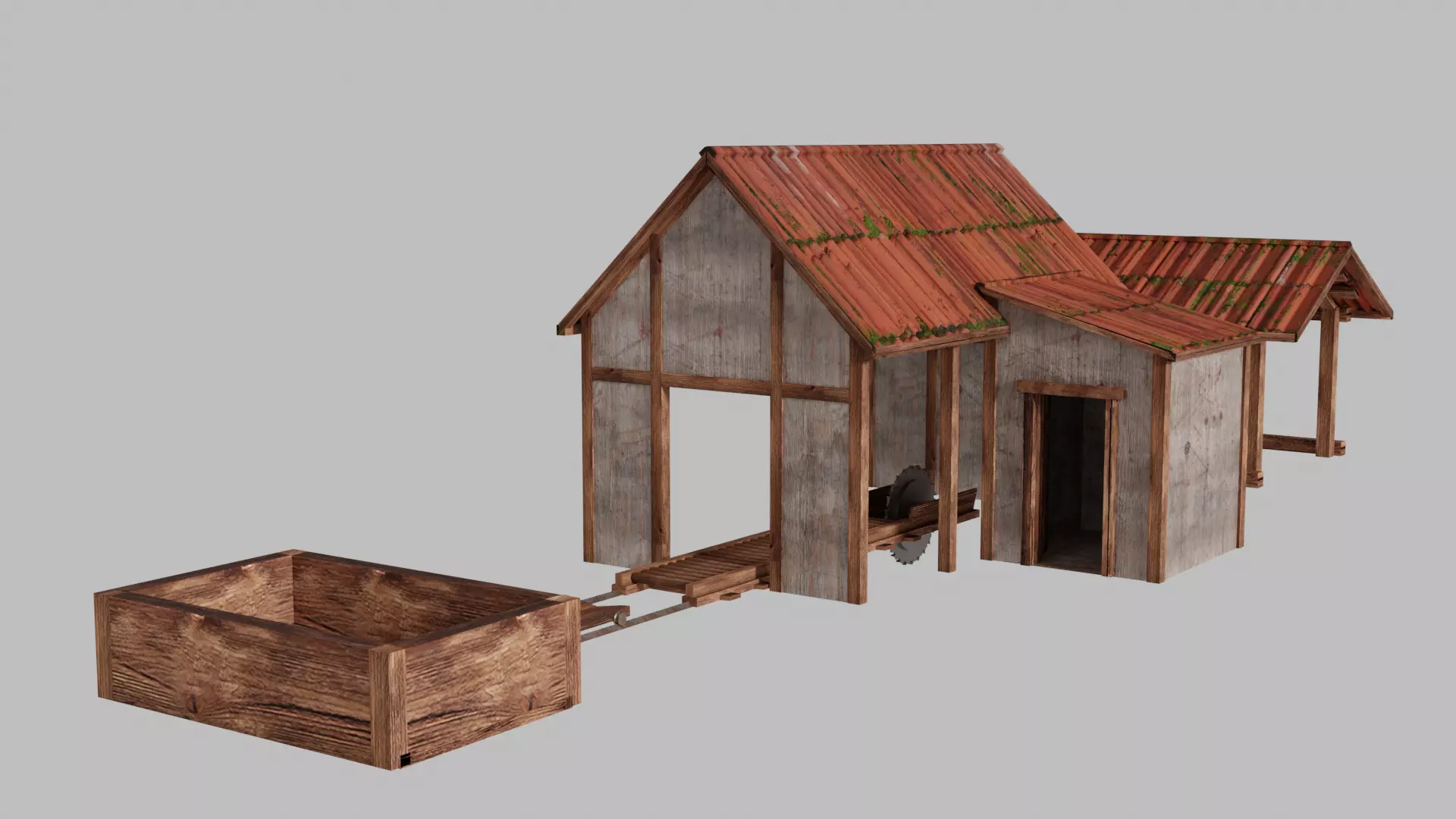 Medieval Sawmill-Textile Workbenches 3D model