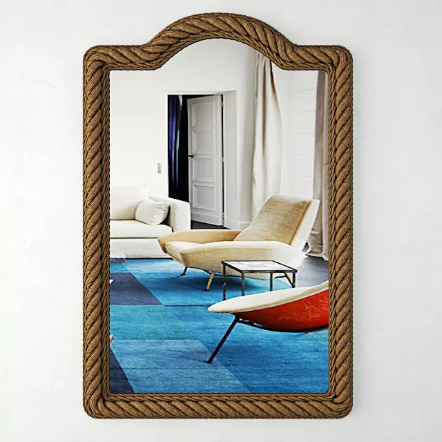 Rectangle Rope Wall Mirror 3D model_0