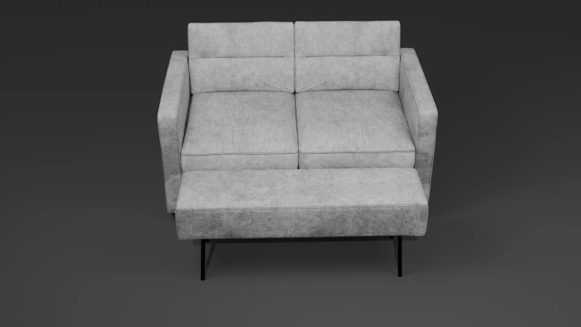 Modern Fabric Sofa Set 2 Seater Low-poly 3D model