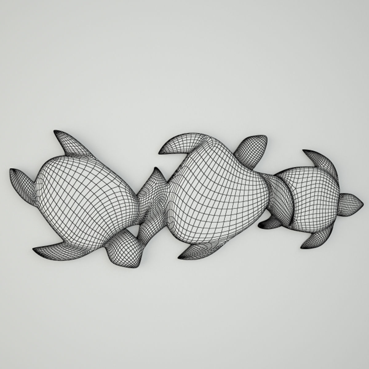 Relief Panel Carving Sea Turtle Trio 3D model_3