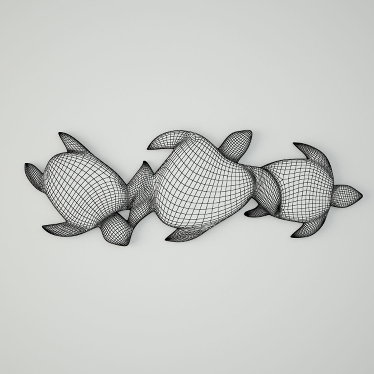 Relief Panel Carving Sea Turtle Trio 3D model_1