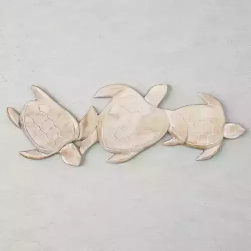 Relief Panel Carving Sea Turtle Trio 3D model
