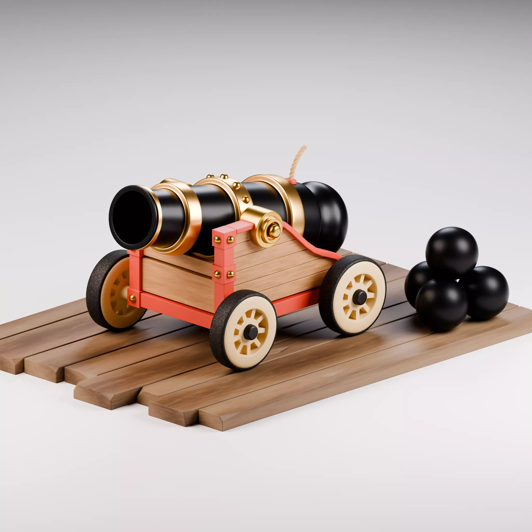 Stylized Cartoon Cannon Low-poly 3D model