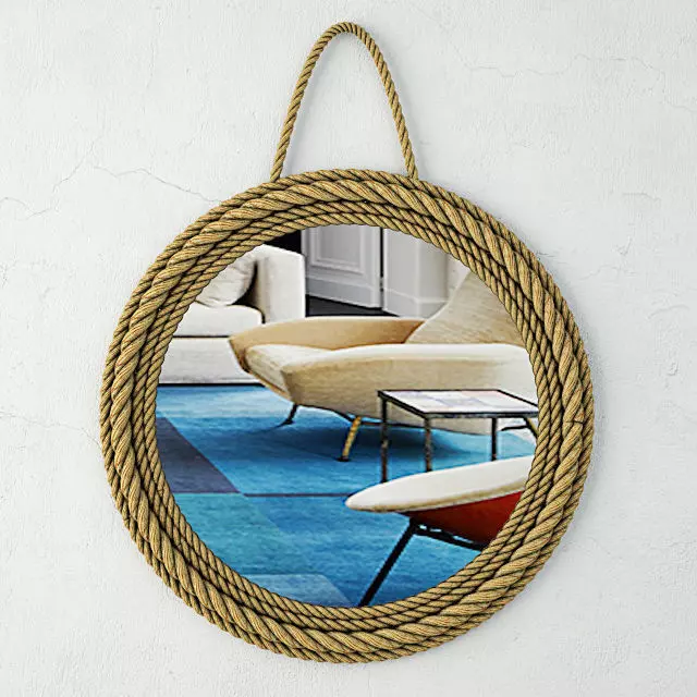 Round Jute Mirror by ZARA HOME 3D model_0