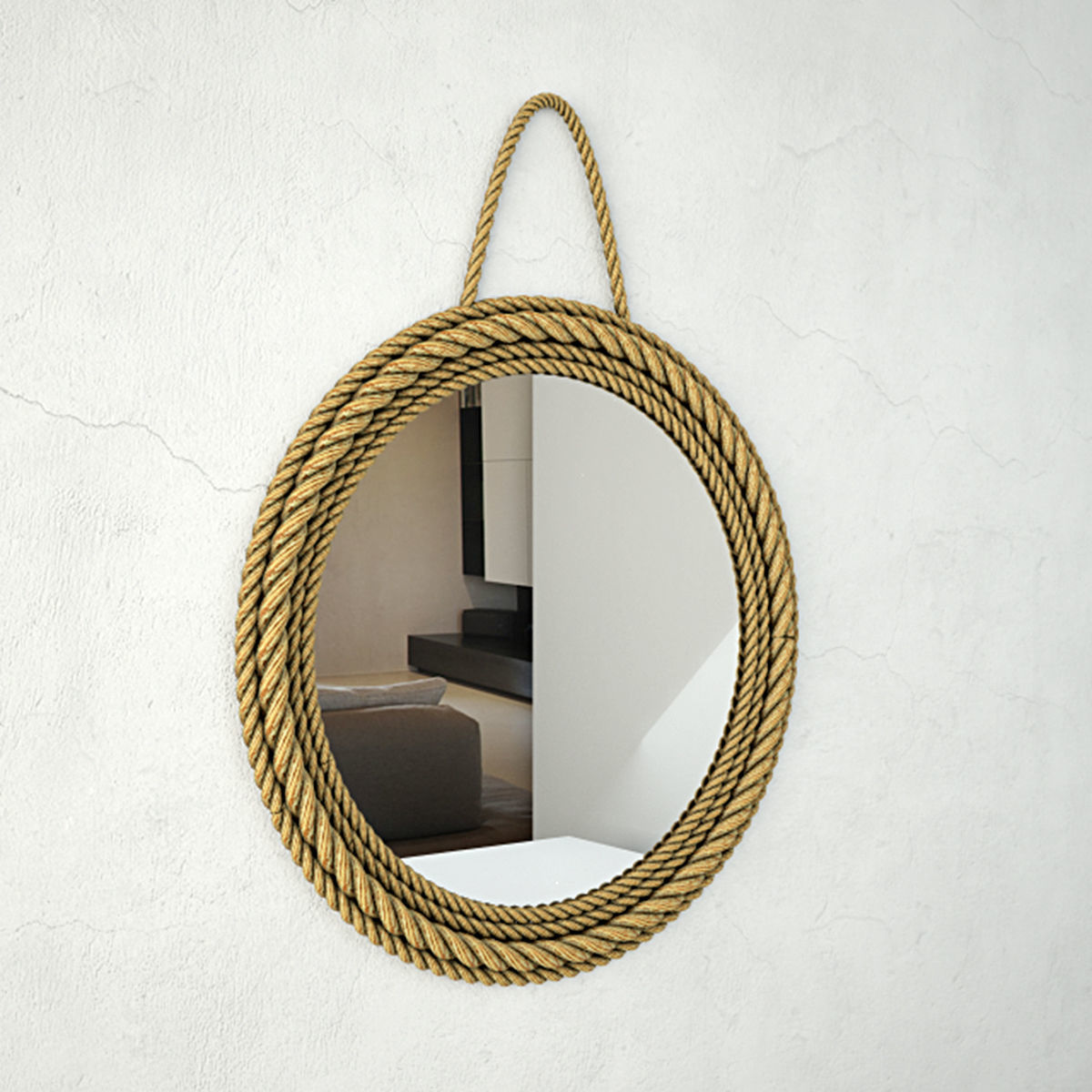 Round Jute Mirror by ZARA HOME 3D model_2