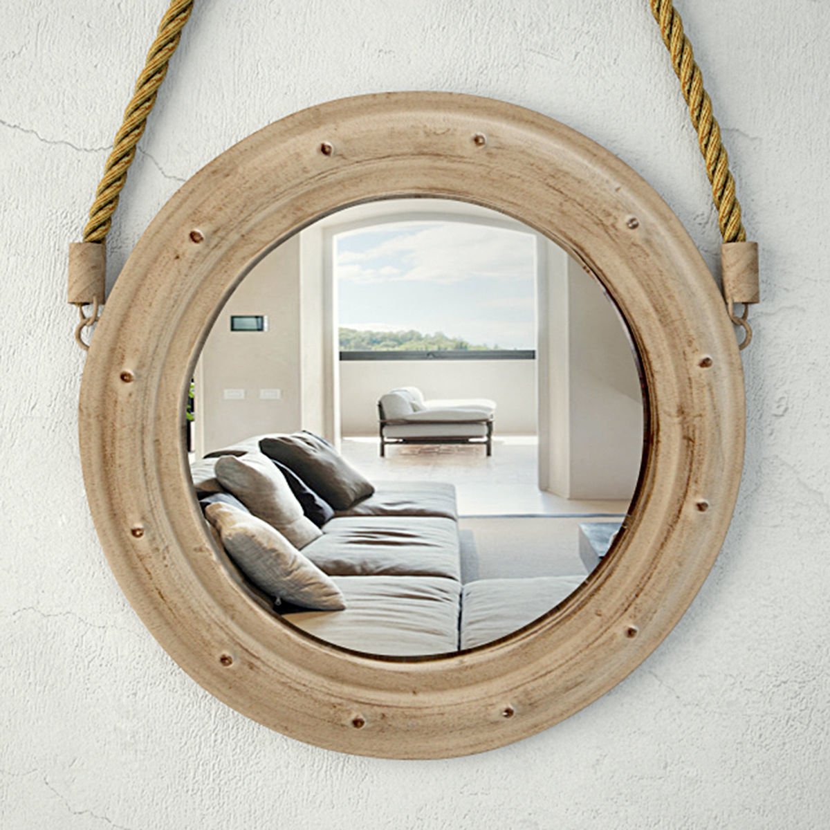 Round Metal Jute Mirror by ZARA HOME 3D model_3