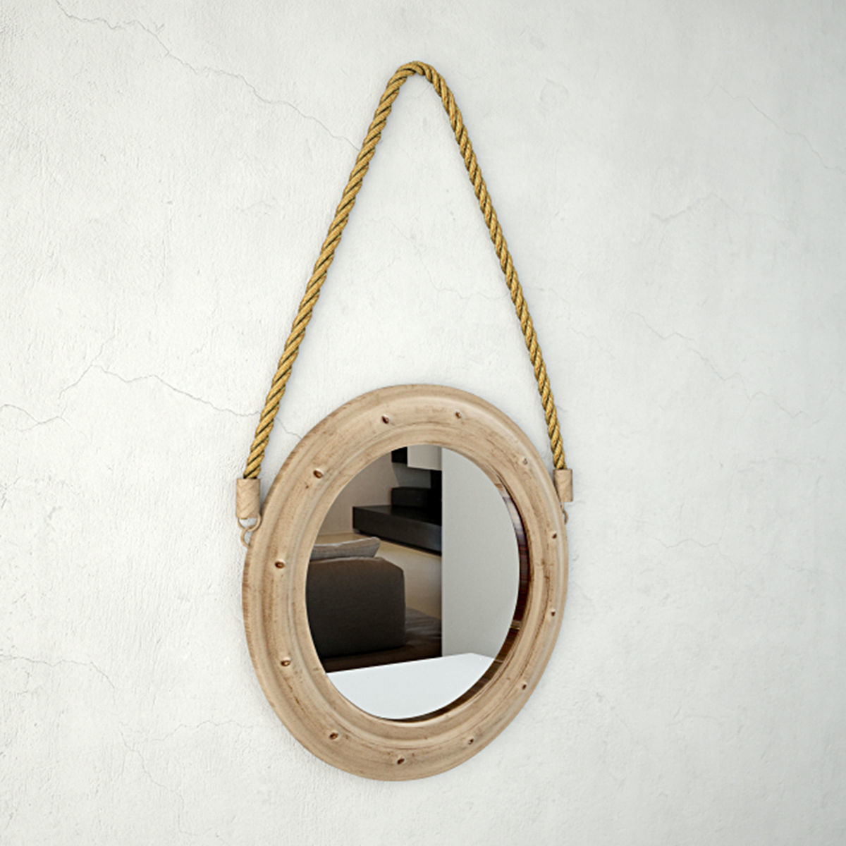 Round Metal Jute Mirror by ZARA HOME 3D model_1
