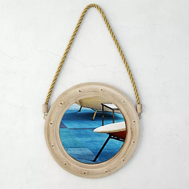 Round Metal Jute Mirror by ZARA HOME 3D model_0