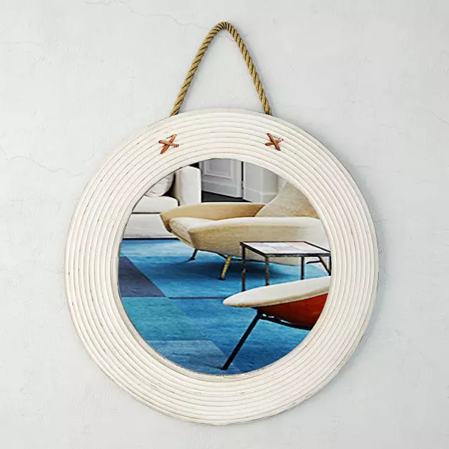 Round Wood And Jute Mirror by ZARA HOME 3D model