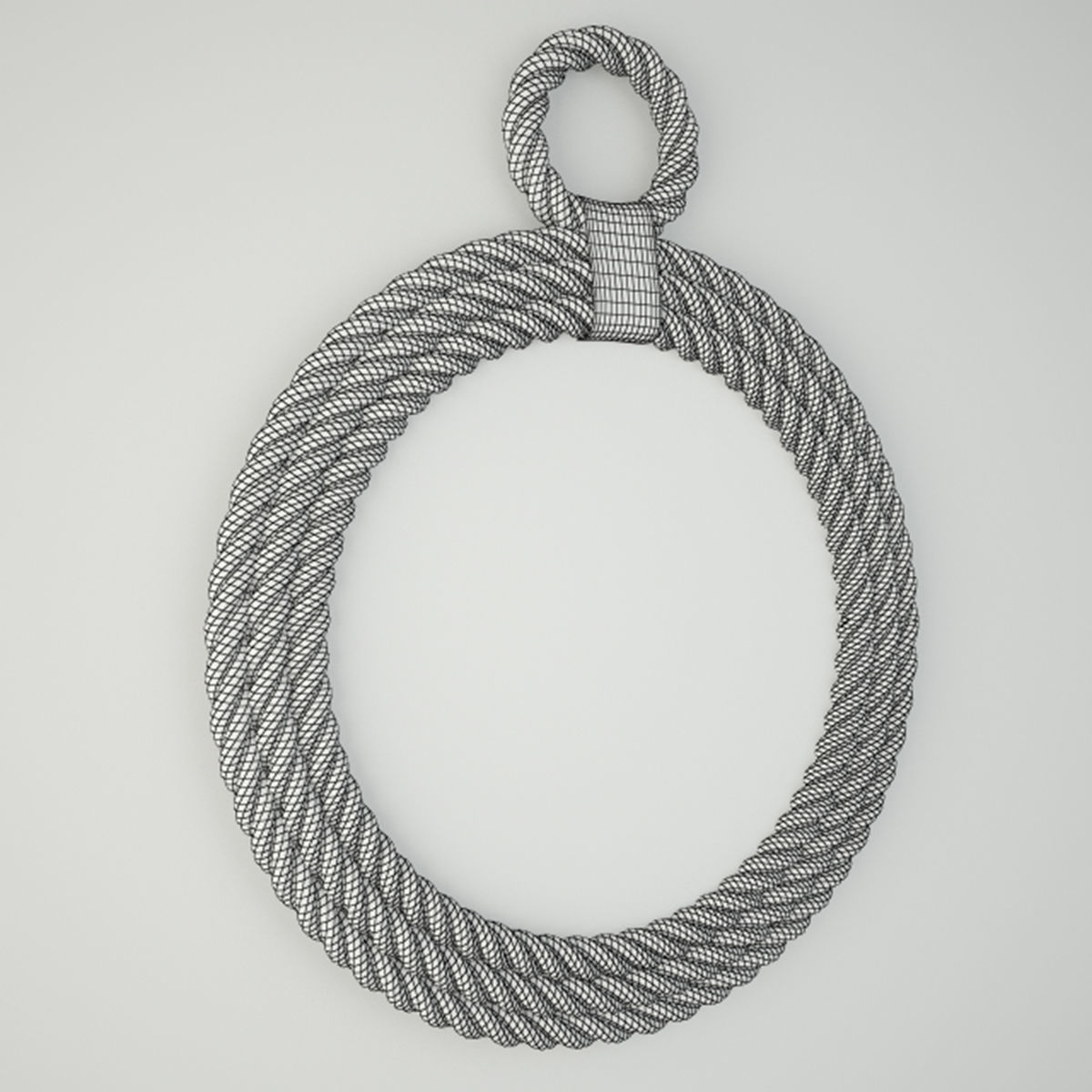 Whitewash Jute Rope Mirror 3D model_3