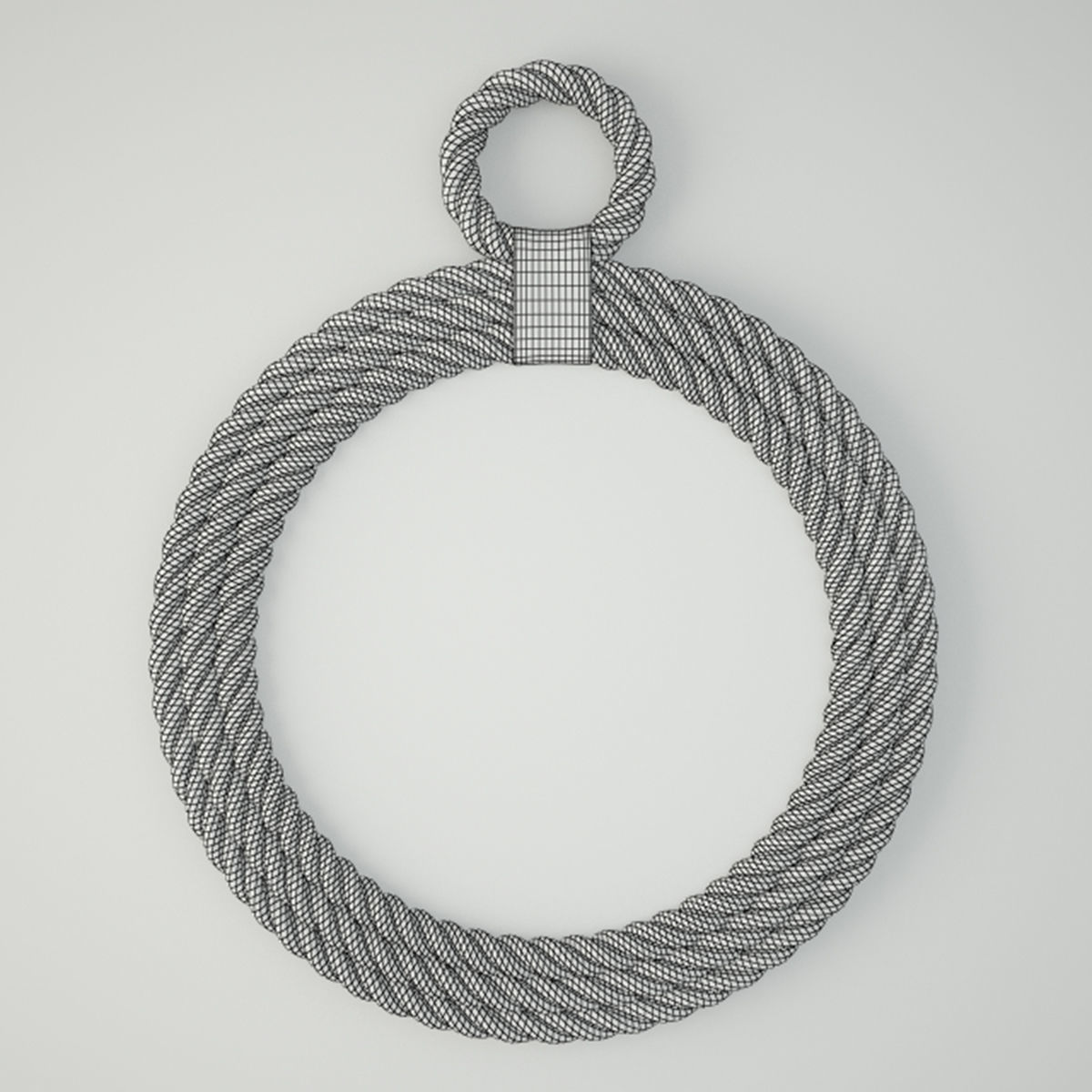 Whitewash Jute Rope Mirror 3D model_1