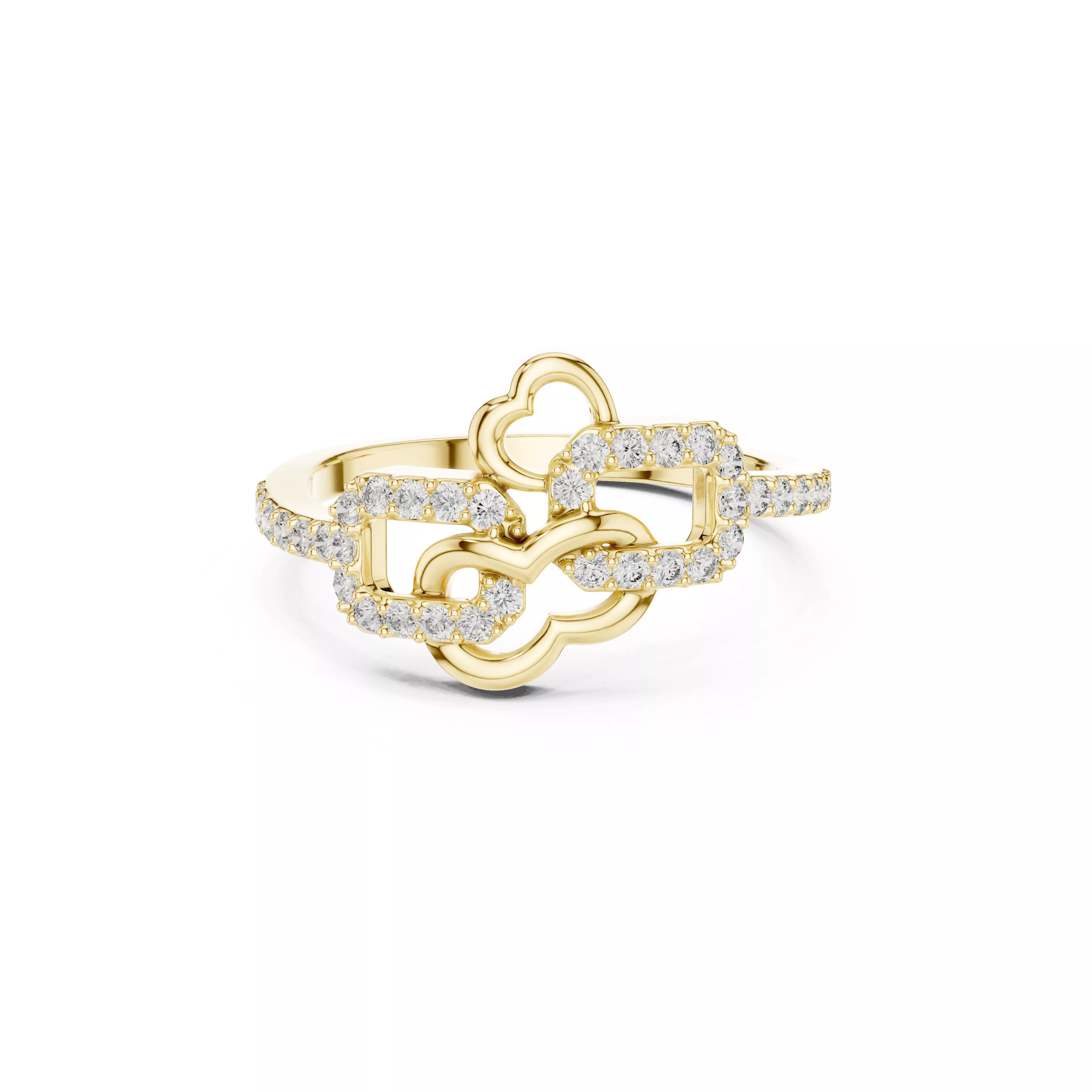Interlocking Heart Infinity Diamond Ring Romantic Link Design 3D print model
