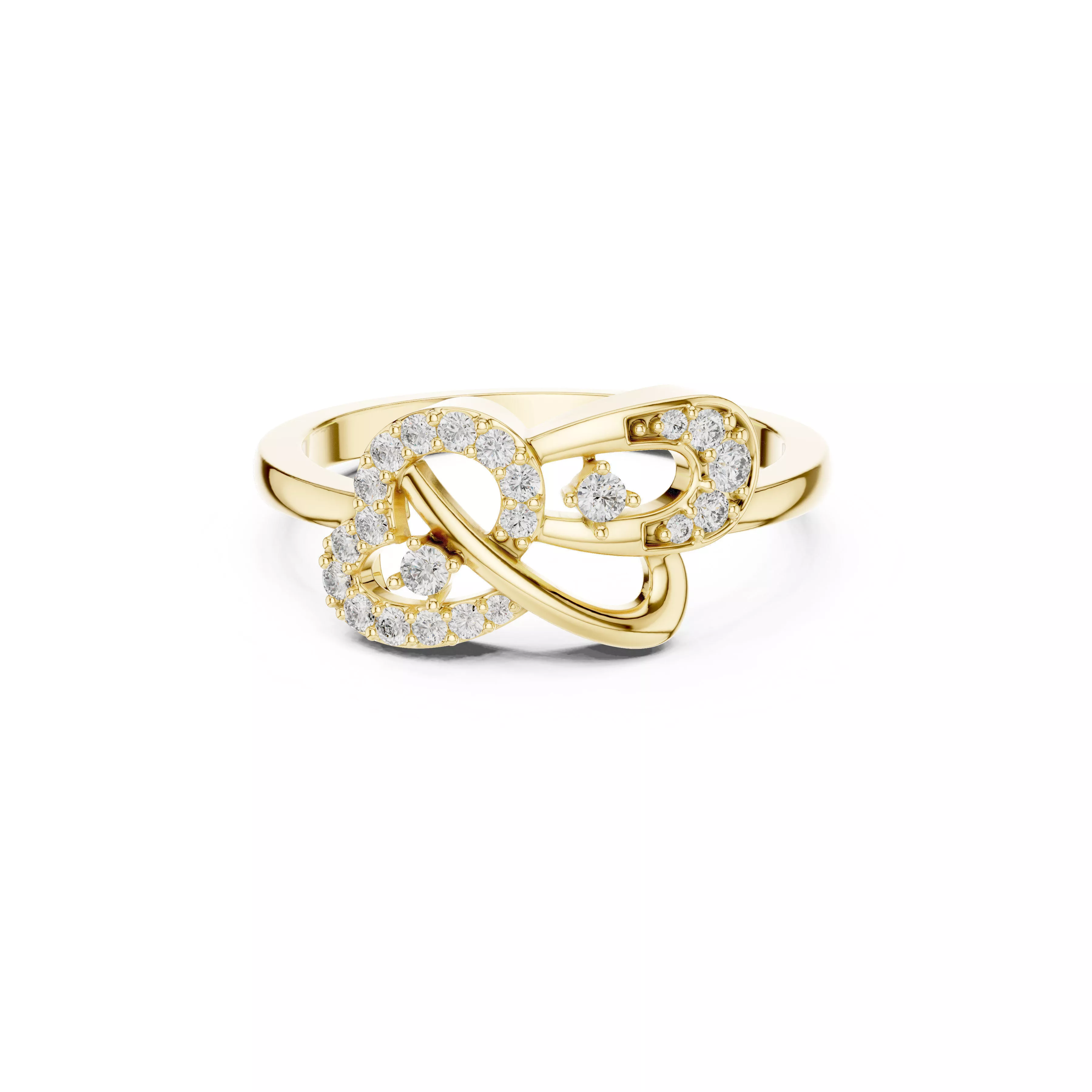 Abstract Infinity Loop Pave Diamond Ring Gold Interlink Design 3D print model