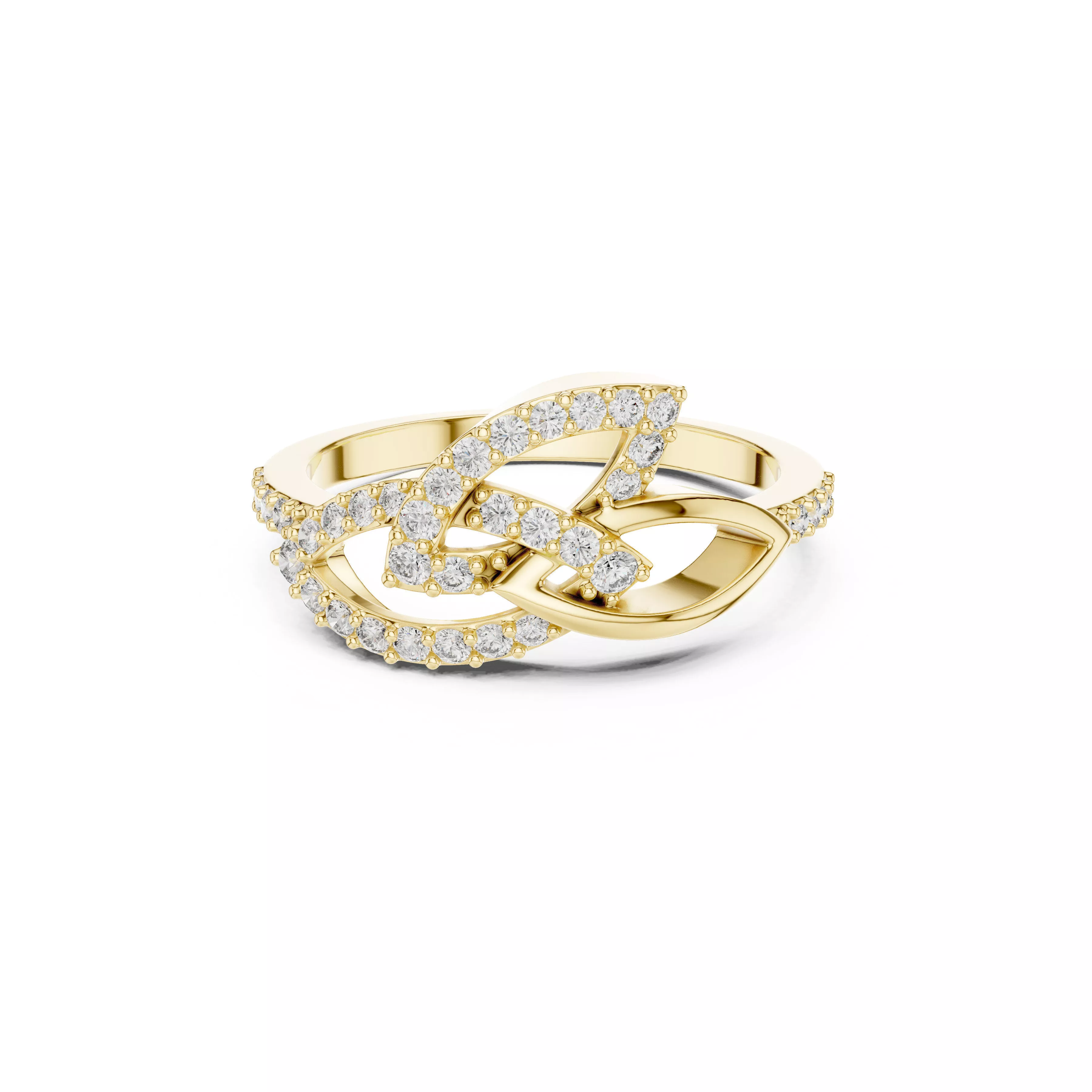 Interwoven Infinity Pave Diamond Ring Gold Open Design STL 3DM 3D print model