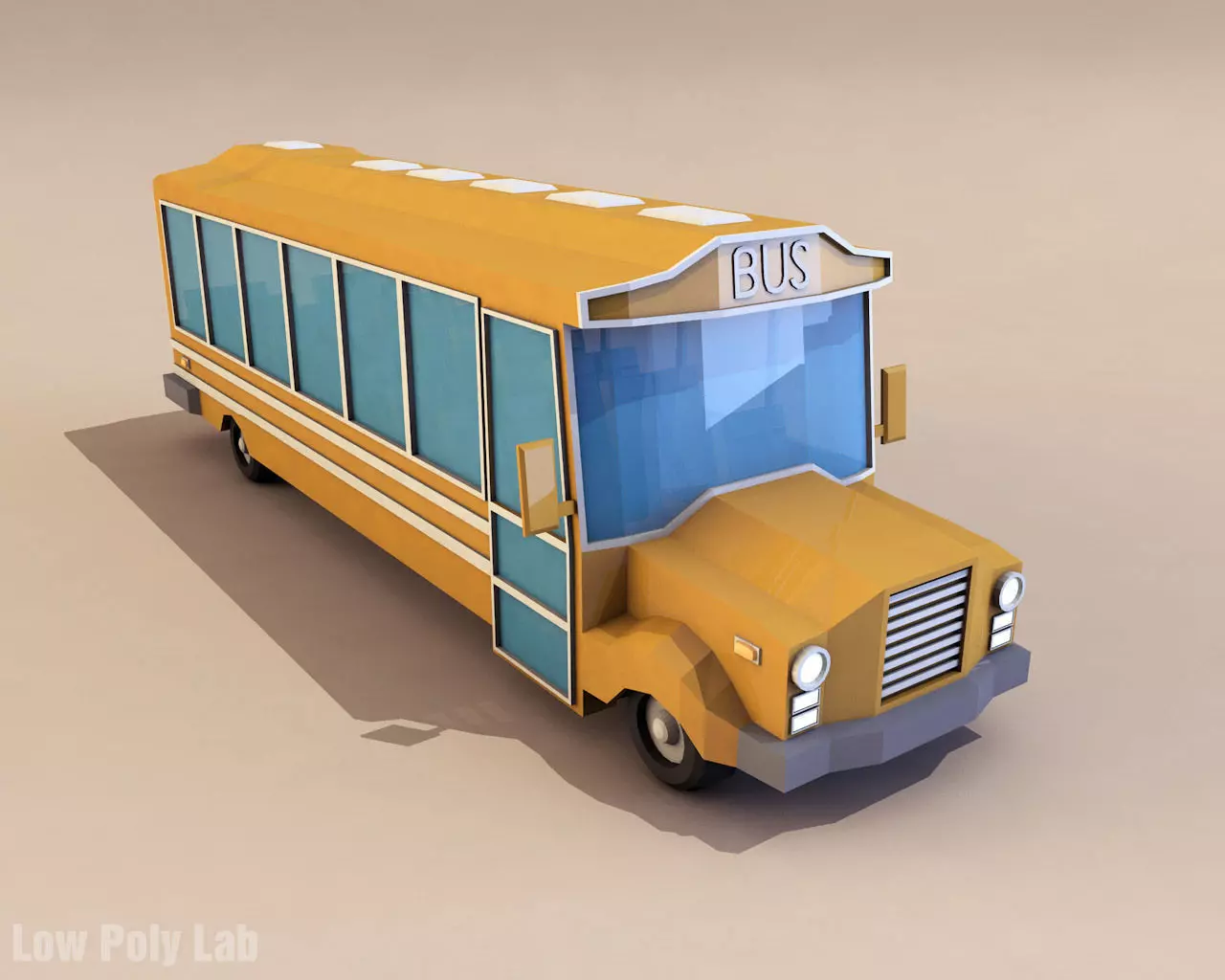Cartoon City School Bus Low-poly 3D model