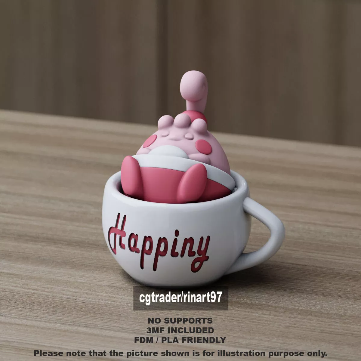 Happiny in the chill cup 3D print model