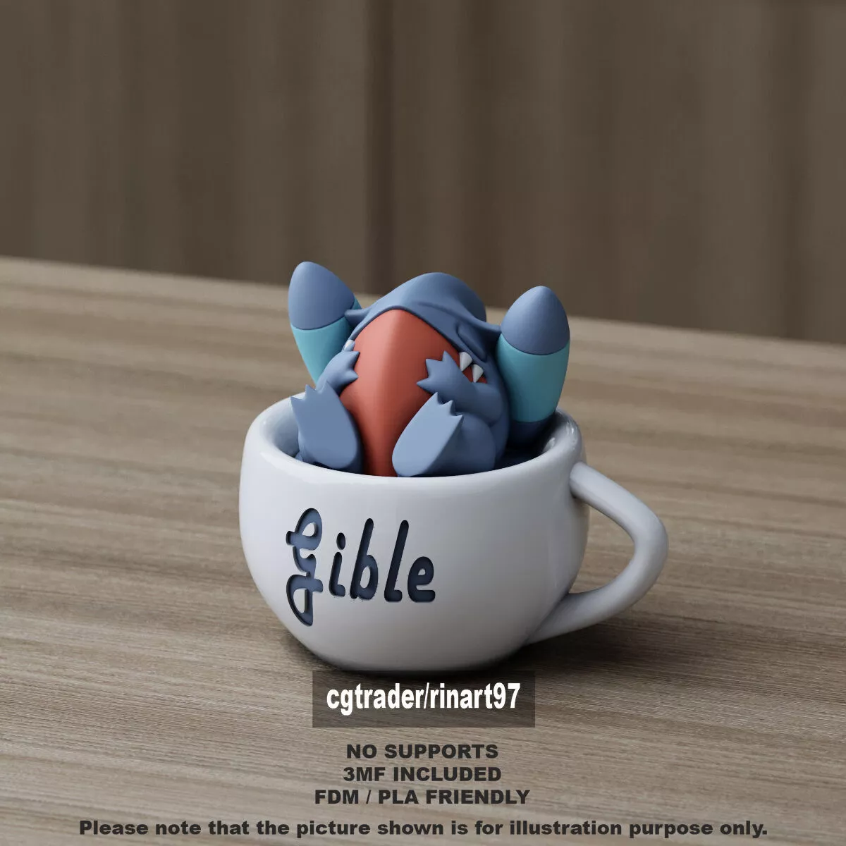 Gible in the chill cup 3D print model