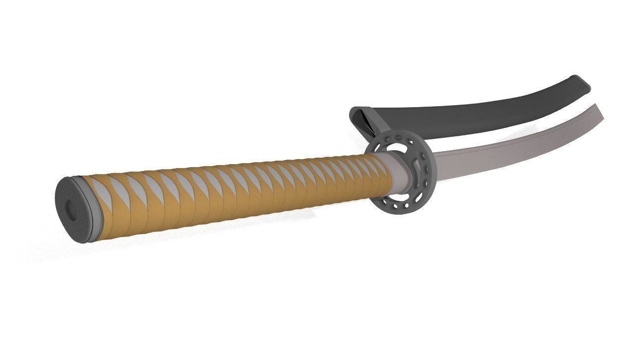 Katana Sword Low-poly 3D model_1