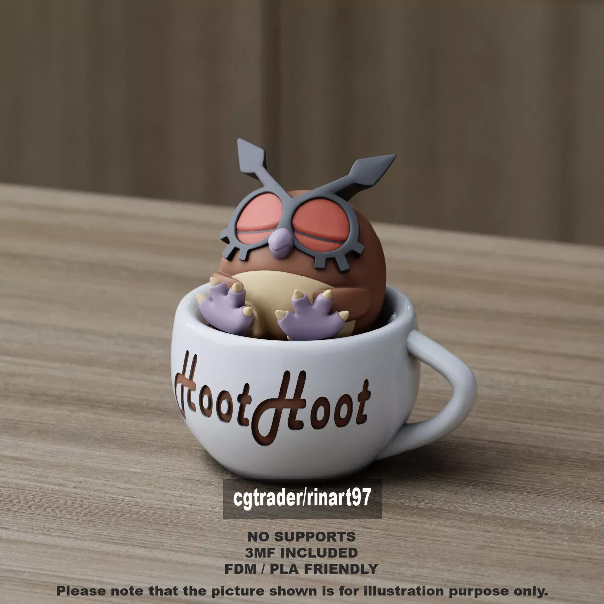 Hoothoot in the chill cup 3D print model