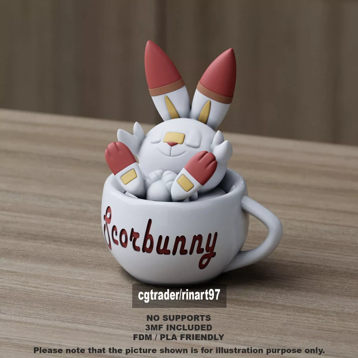 Scorbunny in the chill cup 3D print model