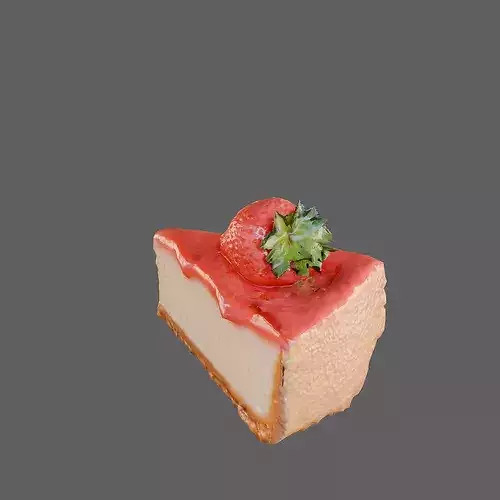 Realistic Strawberry Cheesecake Slice 3D Model Dessert 3D model 2