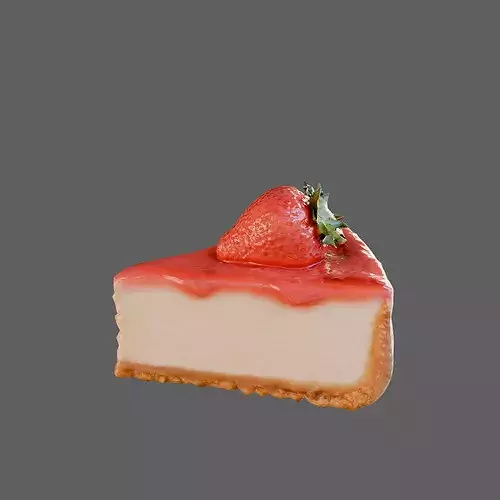 Realistic Strawberry Cheesecake Slice 3D Model Dessert