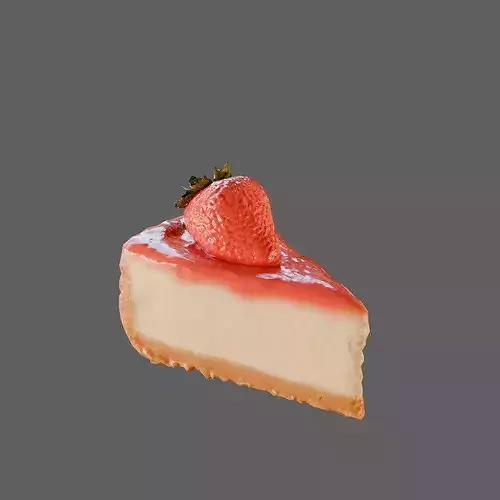 Realistic Strawberry Cheesecake Slice 3D Model Dessert 3D model 4