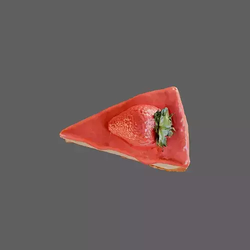 Realistic Strawberry Cheesecake Slice 3D Model Dessert 3D model 5