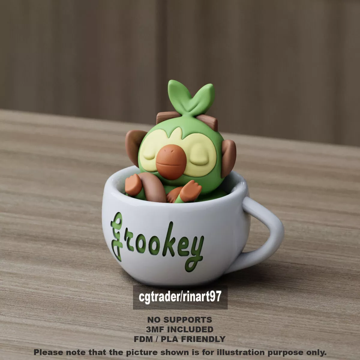 Grookey in the chill cup 3D print model