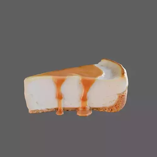 Realistic Caramel Cheesecake Slice 3D Model - Dessert Food