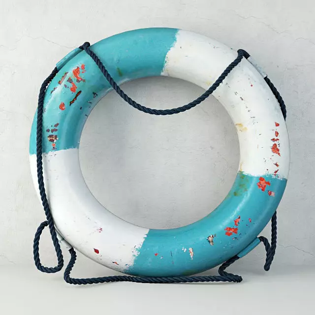 1950s Blue and White Life Preserver 3D model_0