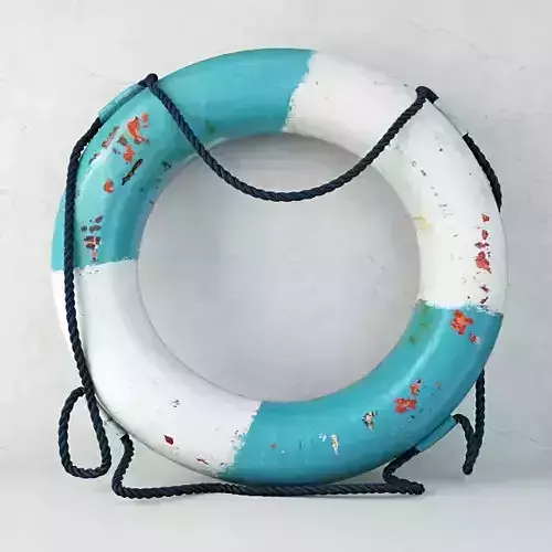 1950s Blue and White Life Preserver 3D model
